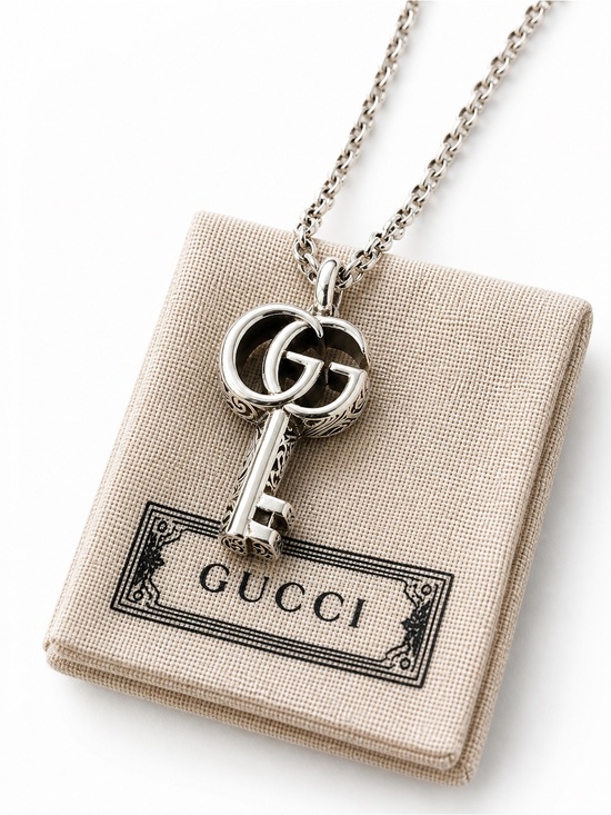 Gucci Jewelry - Gucci Double G Key Pendant Necklace 925 Sterling Silver Chain